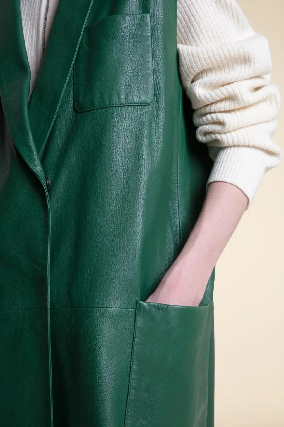 Green vest leather jacket