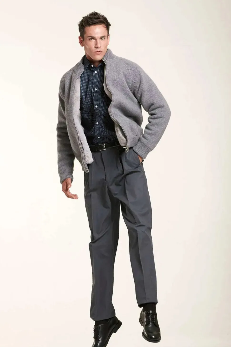 Grey knitted bomber jacket