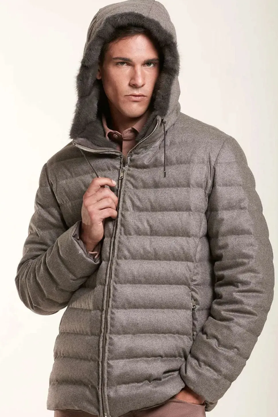 Hooded cashmere jacket