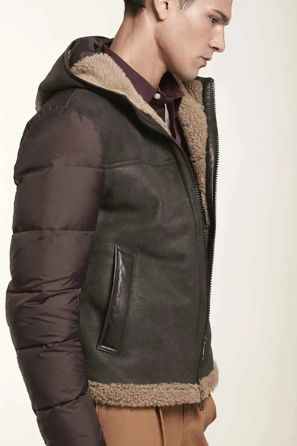 Hooded shearling jacket