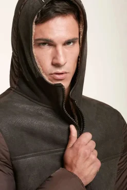 Hooded shearling jacket