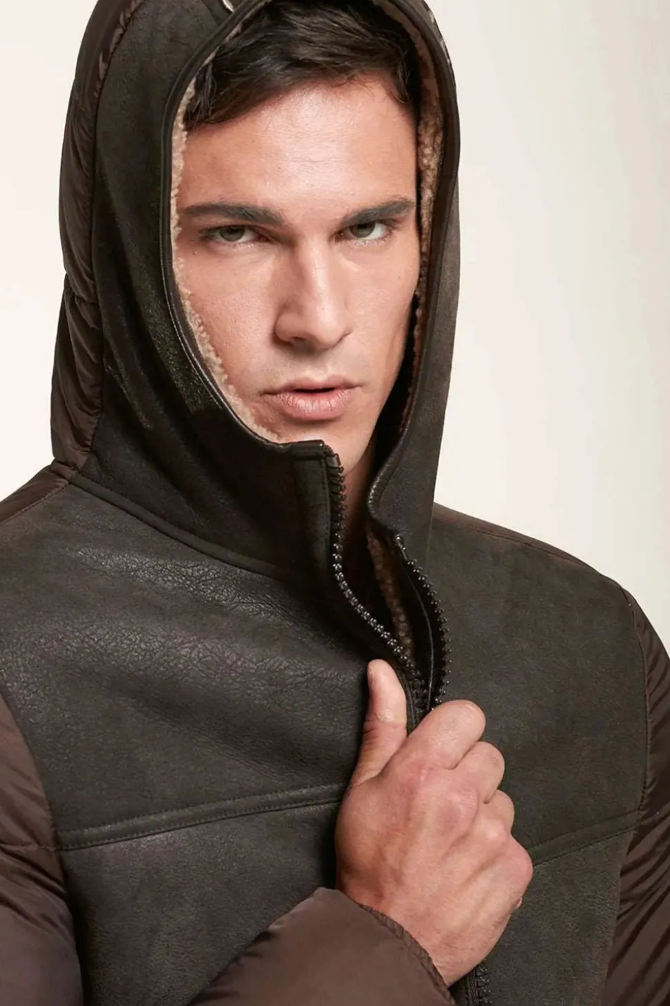 Hooded shearling jacket