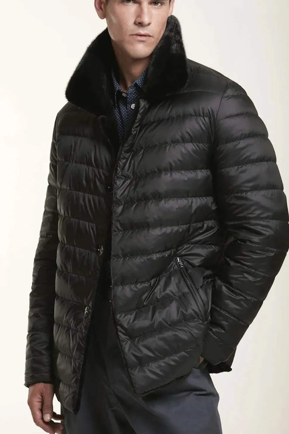 Jacket with fur collar