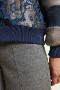 Jacket with grey and blue mink inserts