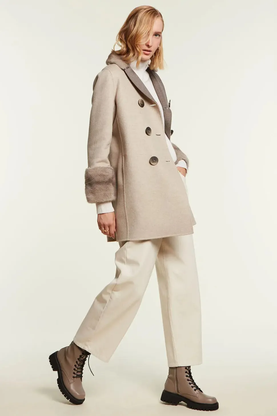 Jacket with mink collar and cuffs