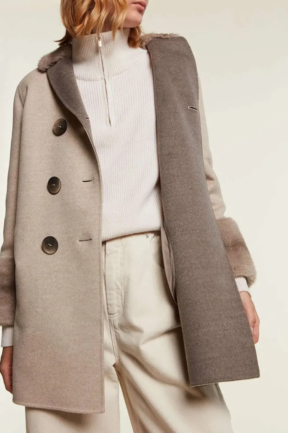 Jacket with mink collar and cuffs