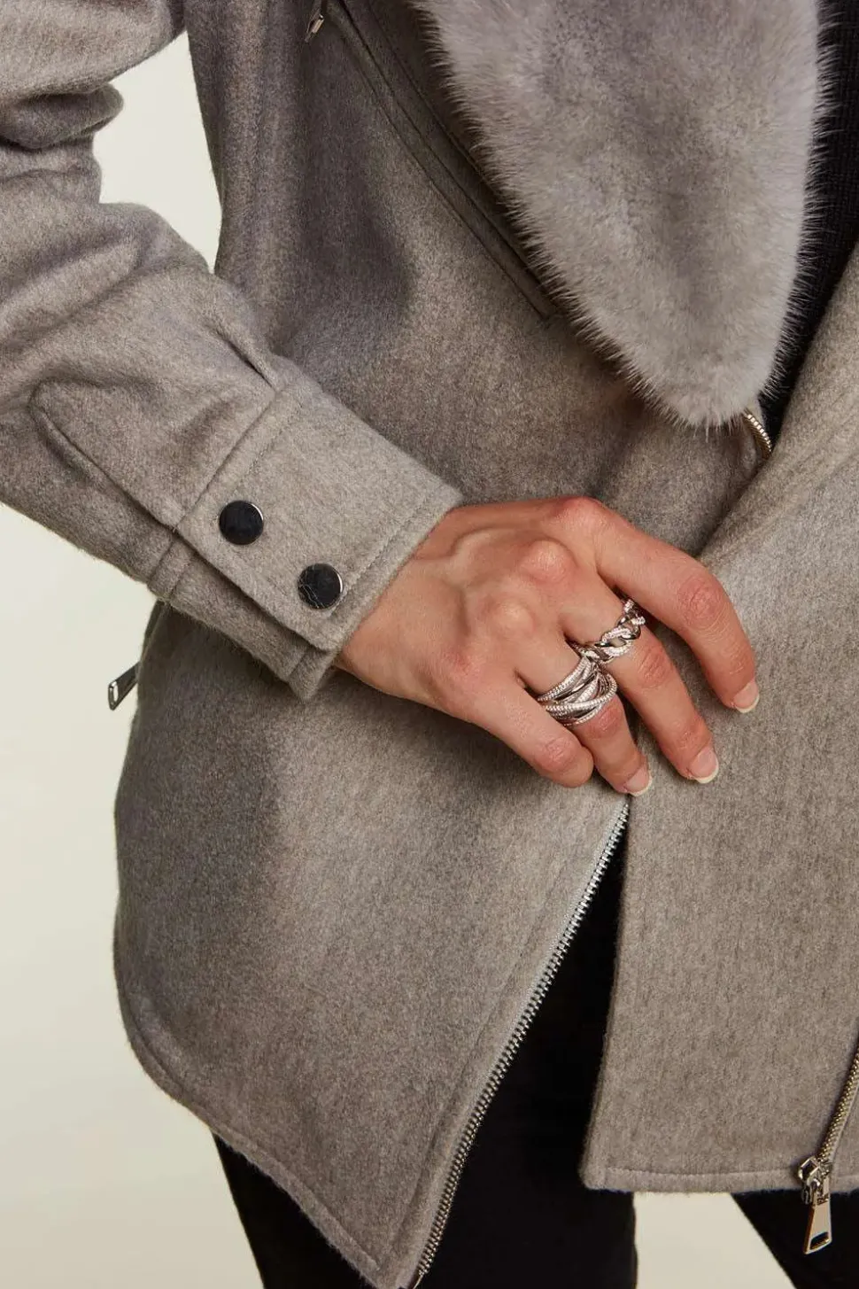 Jacket with sapphire mink collar
