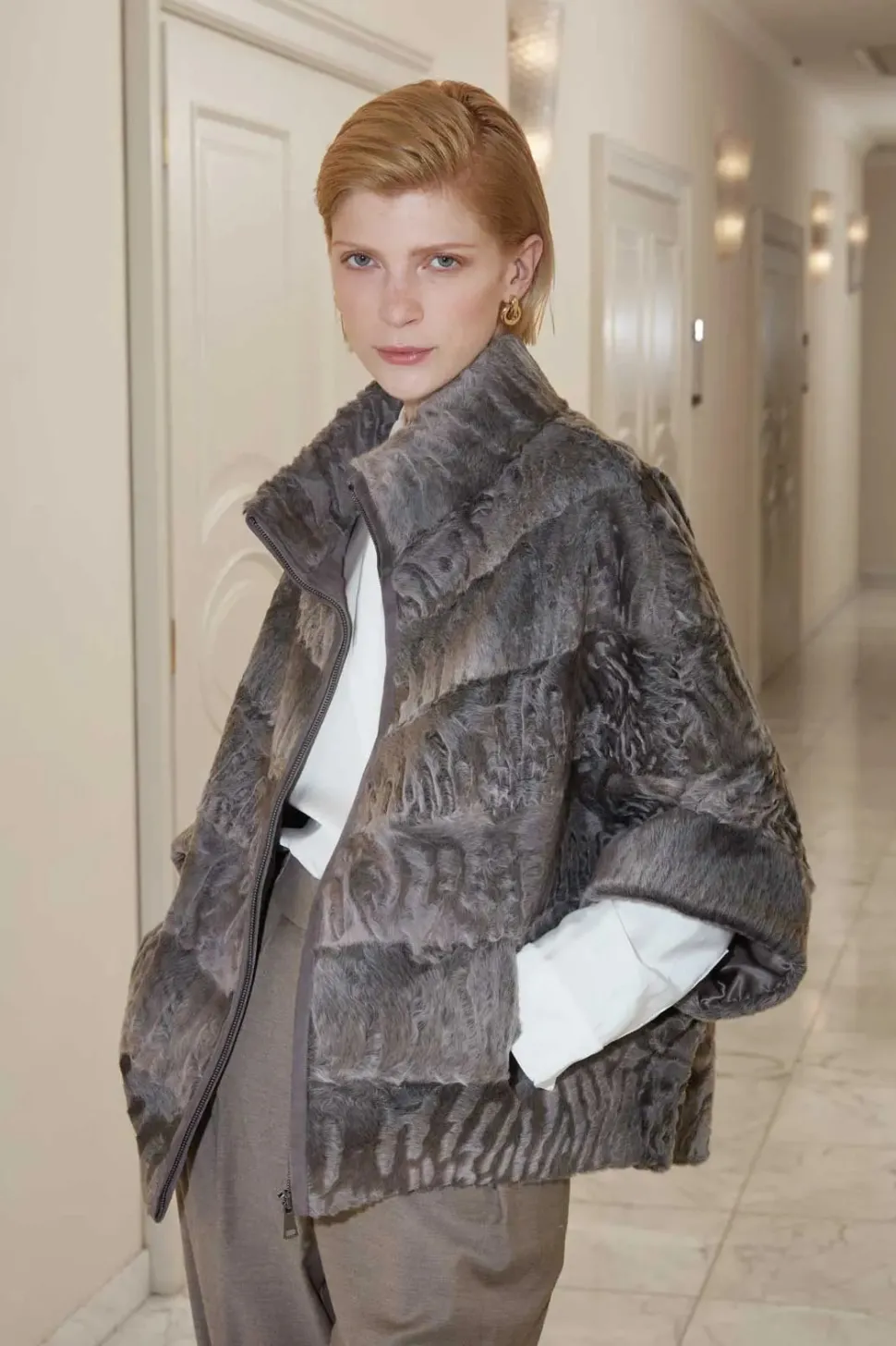 Karakul lamb fur coat
