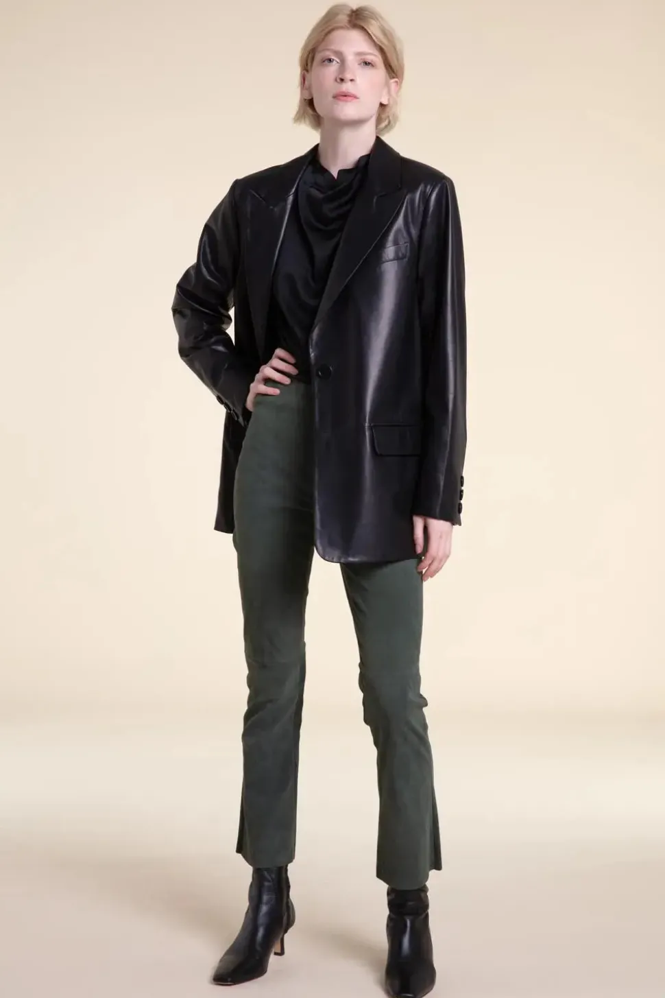 Leather black blazer