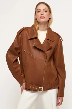 Light brown leather jacket women