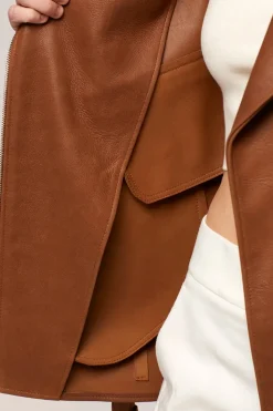 Light brown leather jacket women