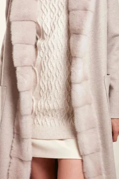 Long cashmere double coat with fur