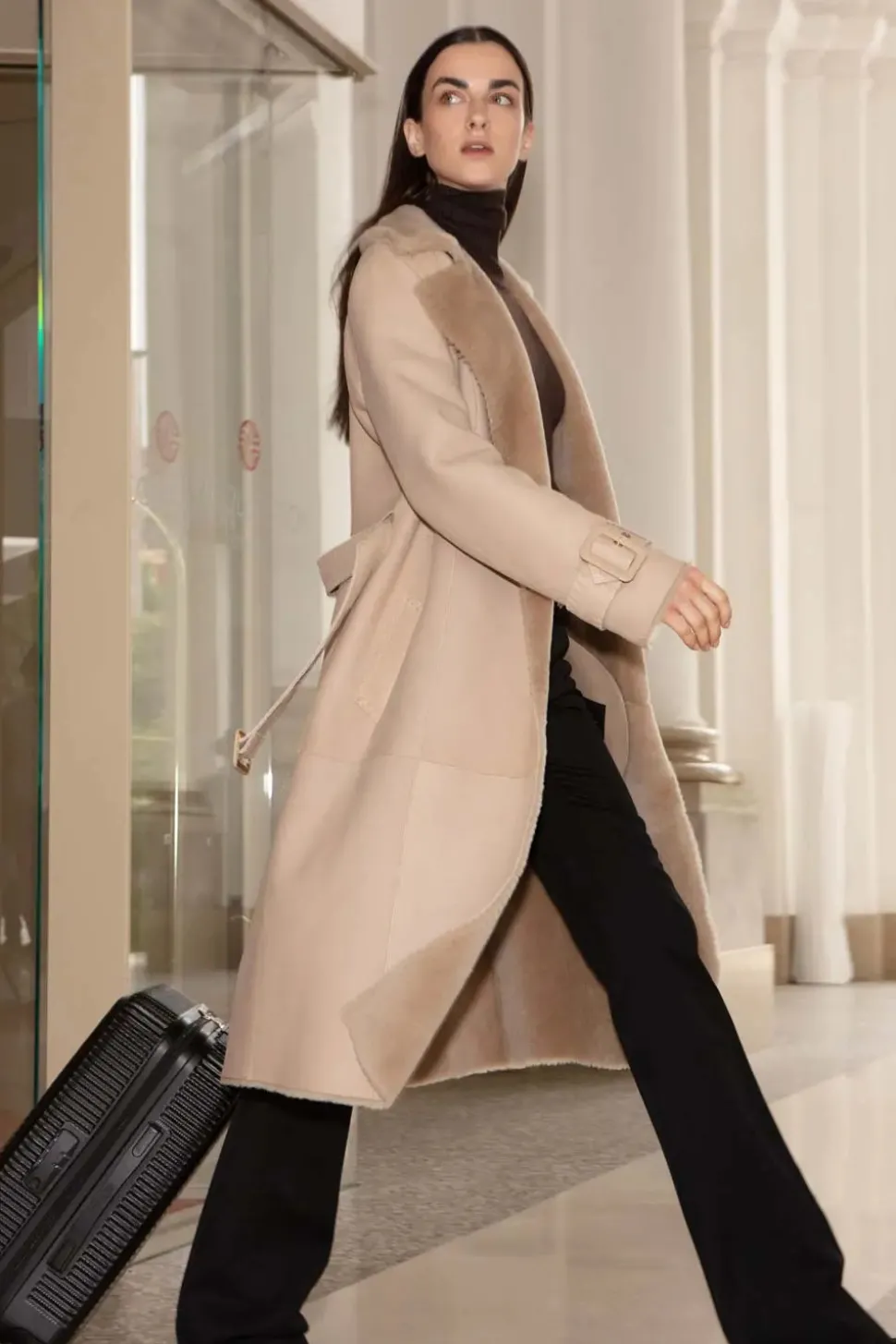 Long shearling coat womens