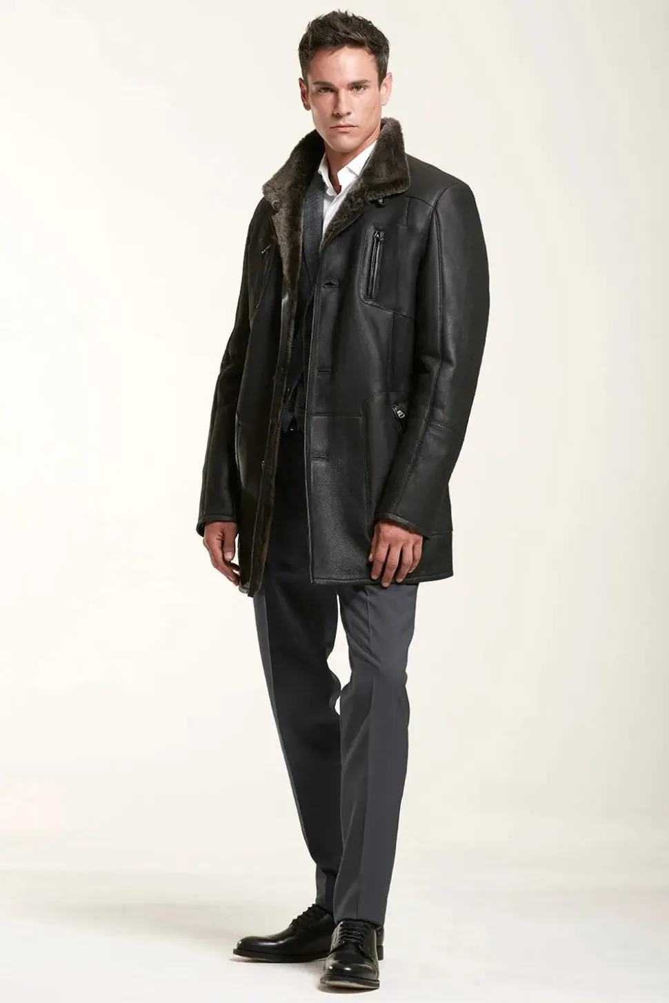 Long sheepskin jacket for men