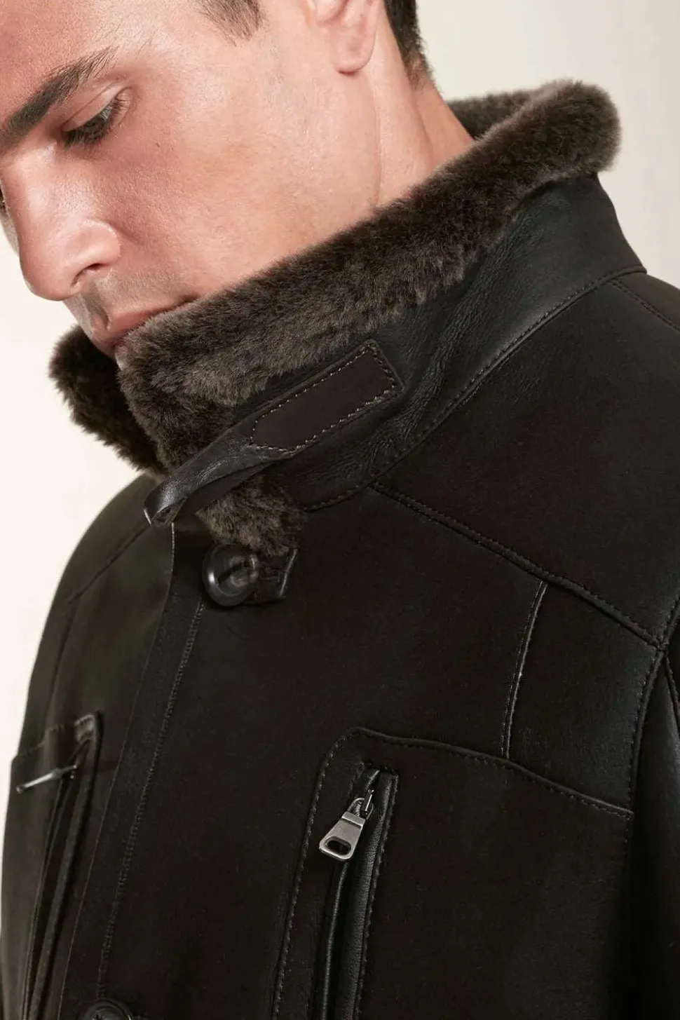 Long sheepskin jacket for men
