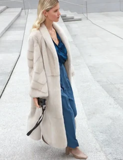 Long white mink coat