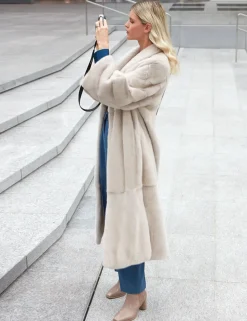Long white mink coat