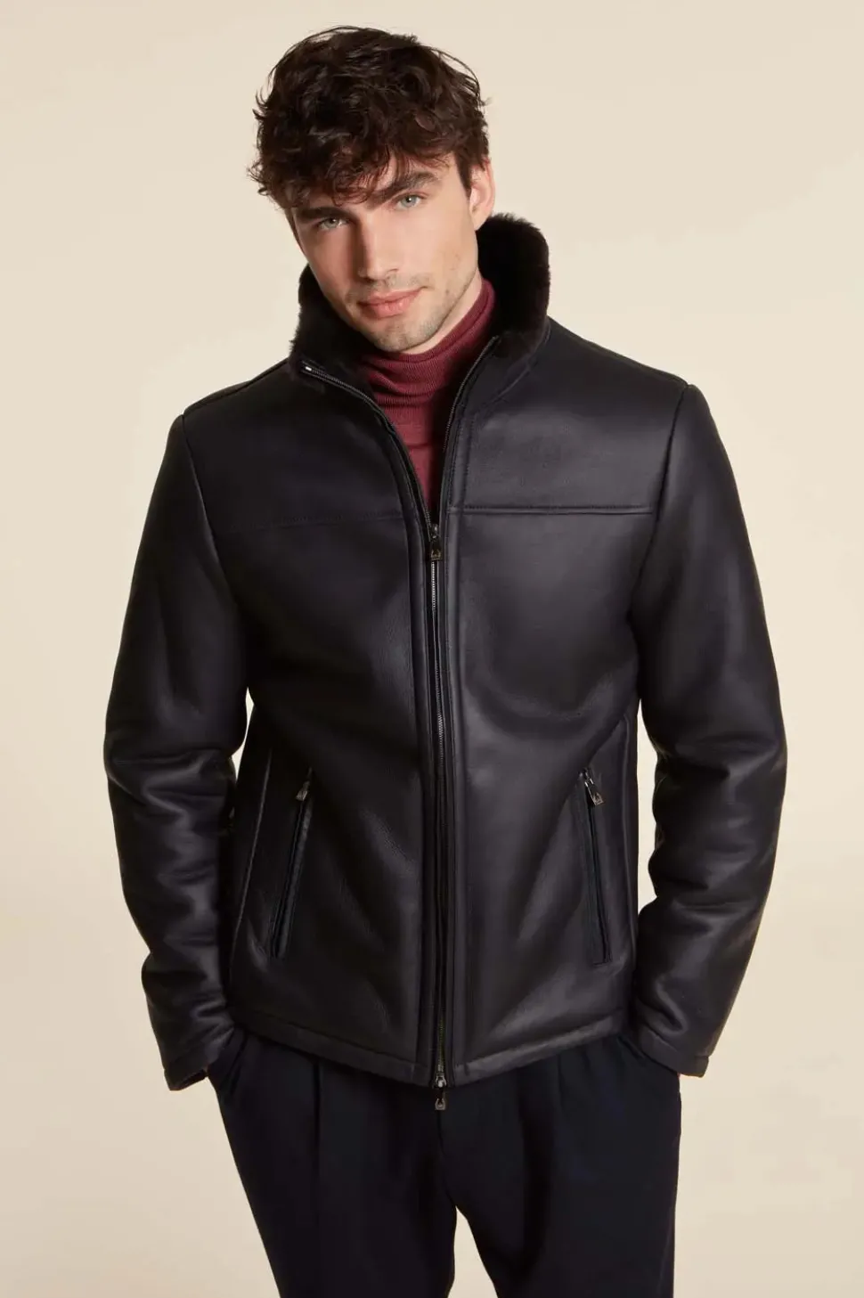 Men sheepskin jacket
