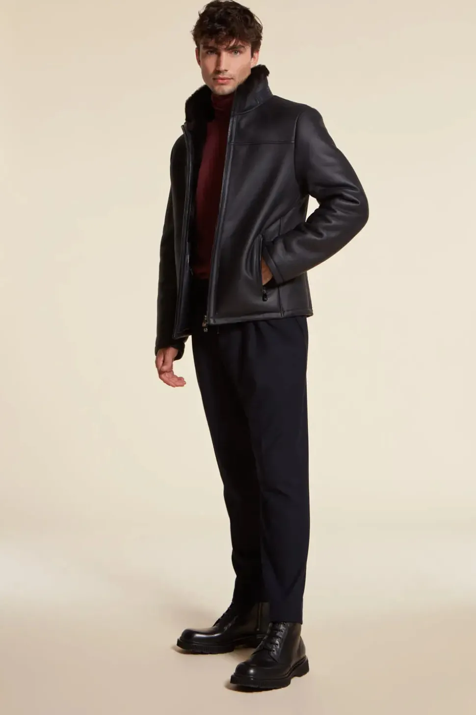 Men sheepskin jacket