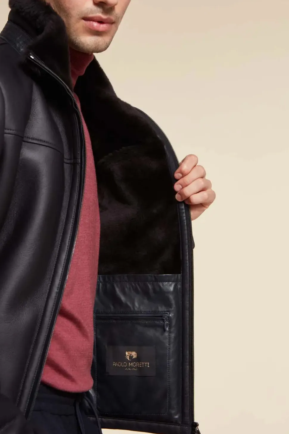 Men sheepskin jacket