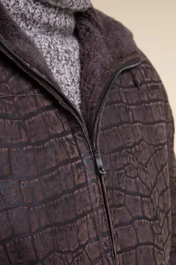 Men sheepskin jacket with hood