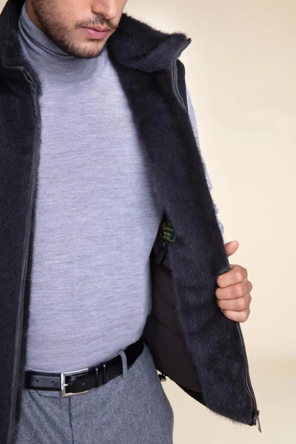 Men vest with fur