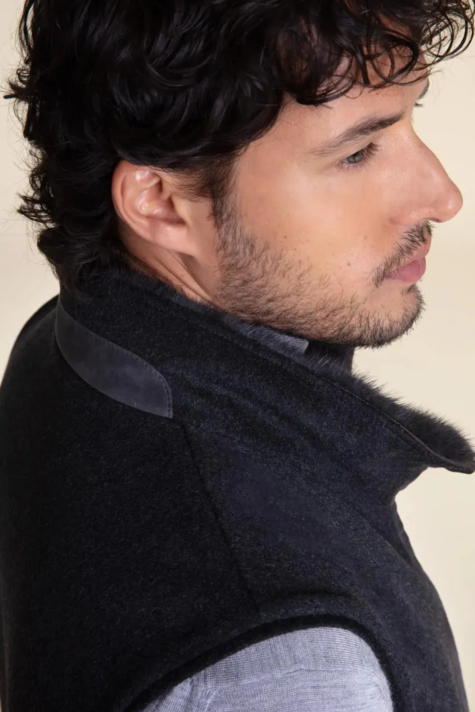 Men vest with fur