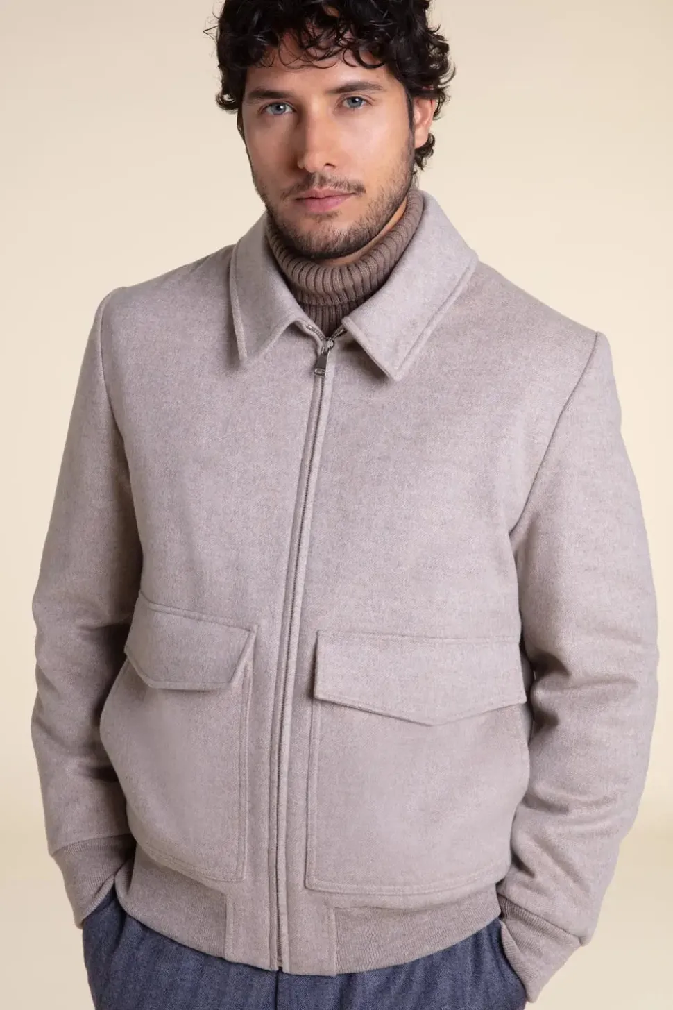Mens aviator jacket with fur collar