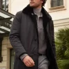 Mens black coat with fur
