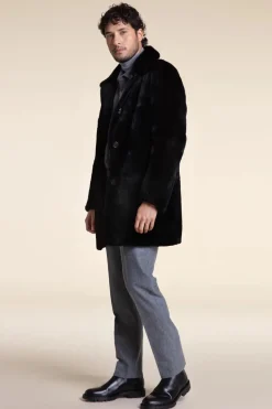 Mens black sheared fur coat