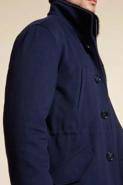 Mens blue jacket with fur collar