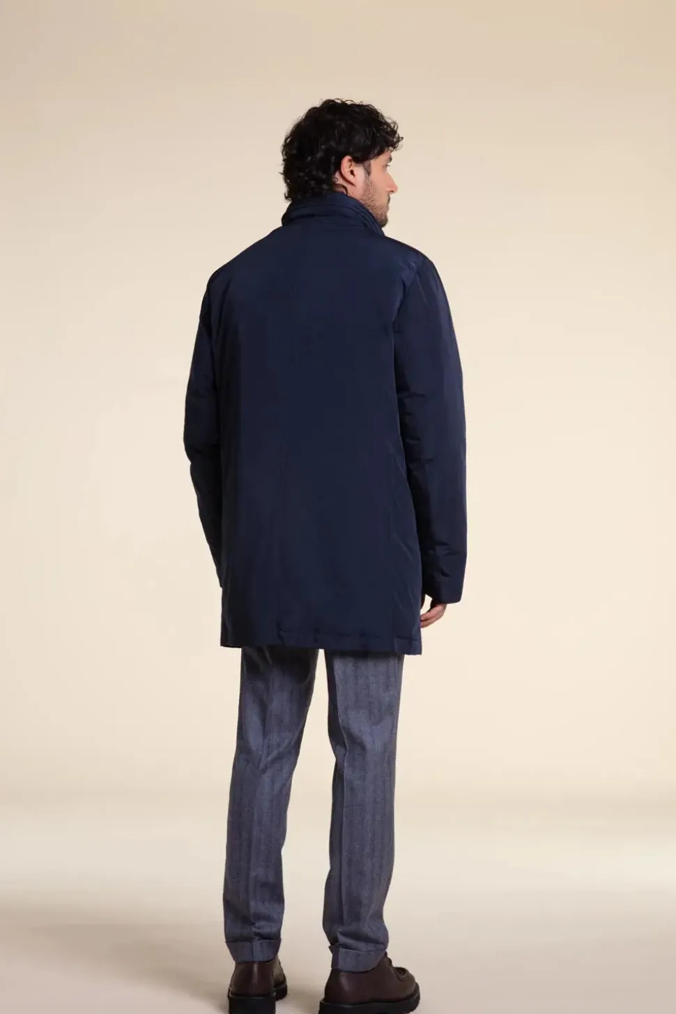 Mens blue winter coat with fur