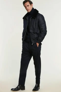 Mens bomber jacket with fur
