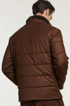 Mens brown jacket with fur collar