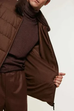 Mens brown jacket with fur collar