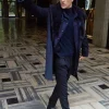 Mens cashmere coat with mink collar