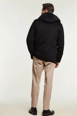 Mens coat with fur hood