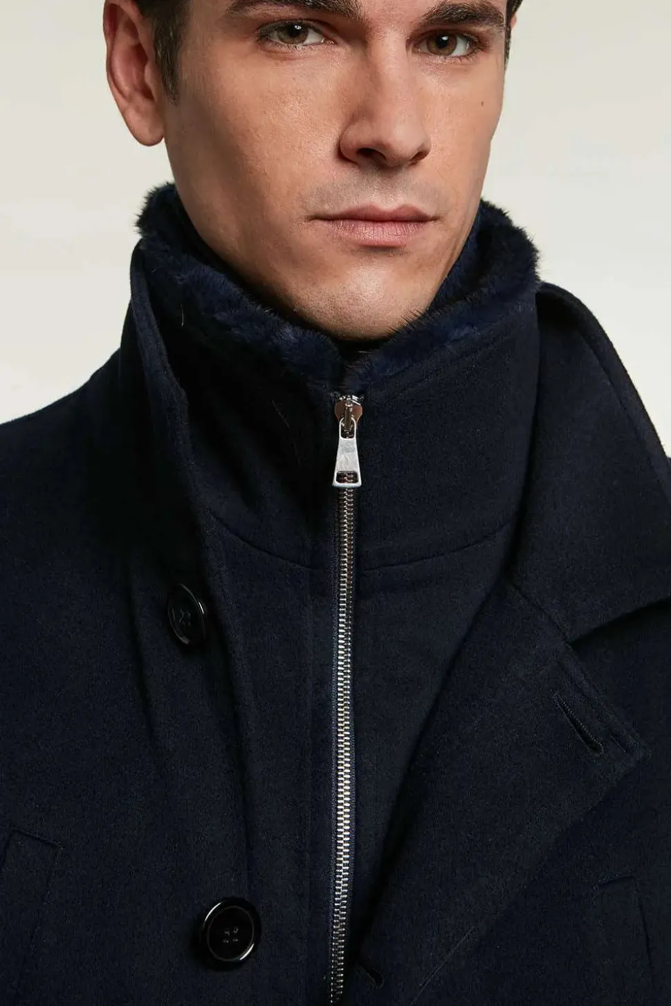Mens coat with mink collar