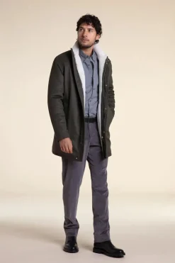 Mens coat with real fur inside
