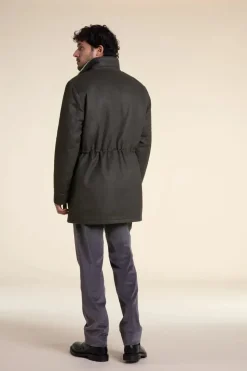 Mens coat with real fur inside
