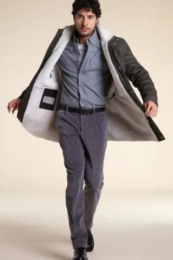Mens coat with real fur inside