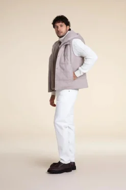 Mens fur vest with mink hood