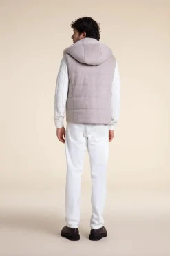 Mens fur vest with mink hood
