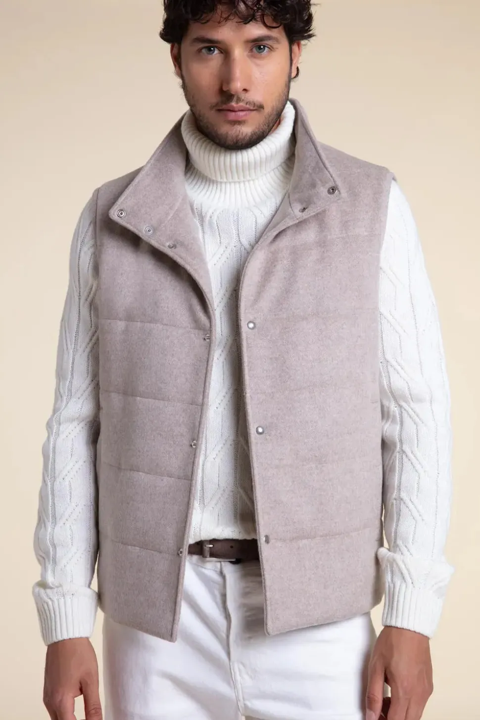 Mens fur vest with mink hood