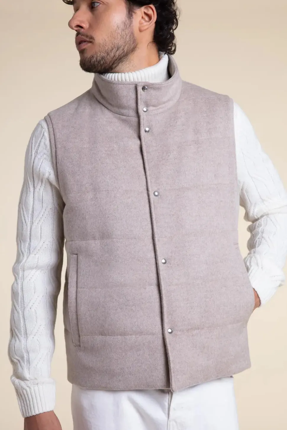 Mens fur vest with mink hood
