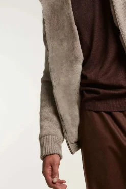 Mens knitted bomber with fur