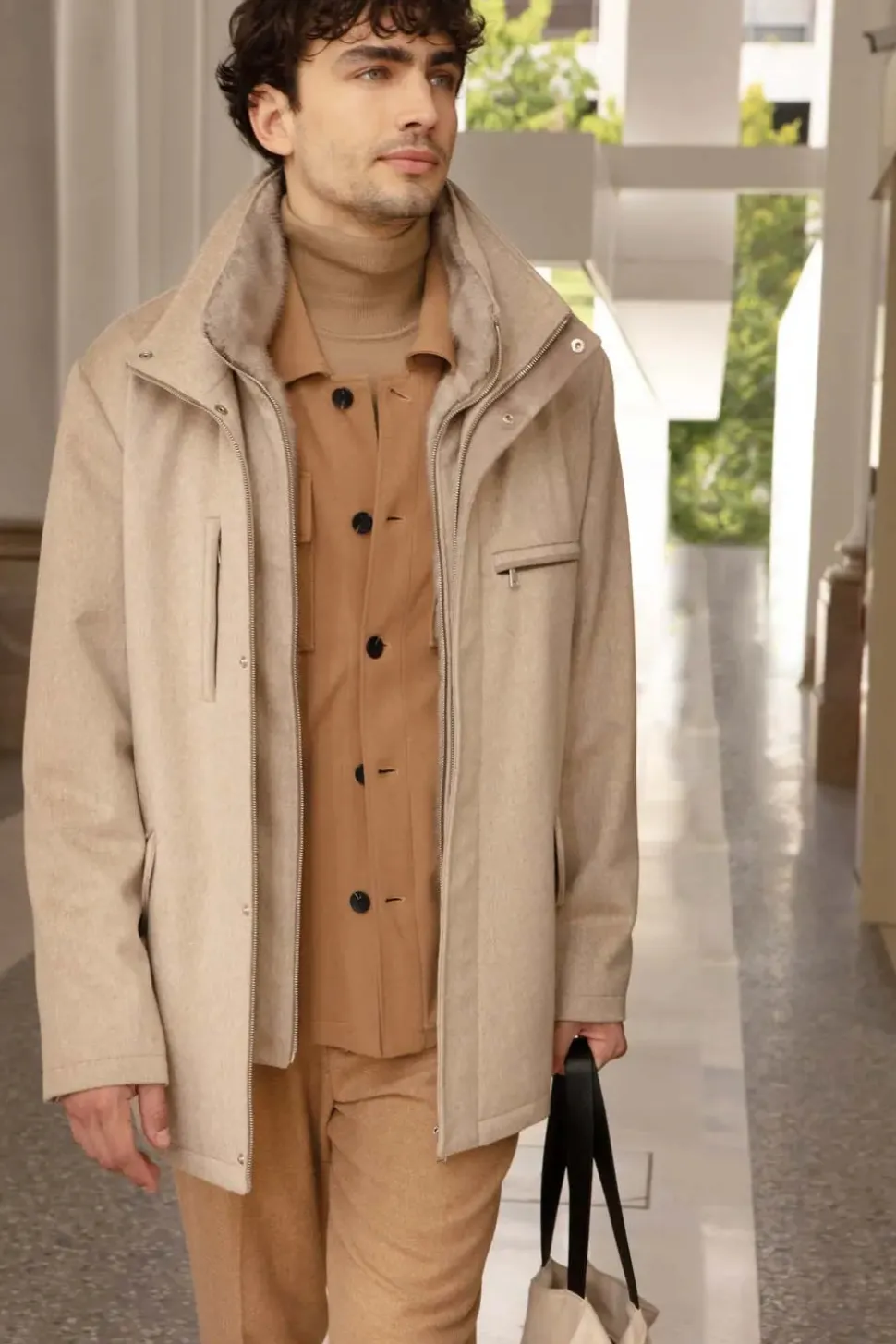 Mens mink collar coat
