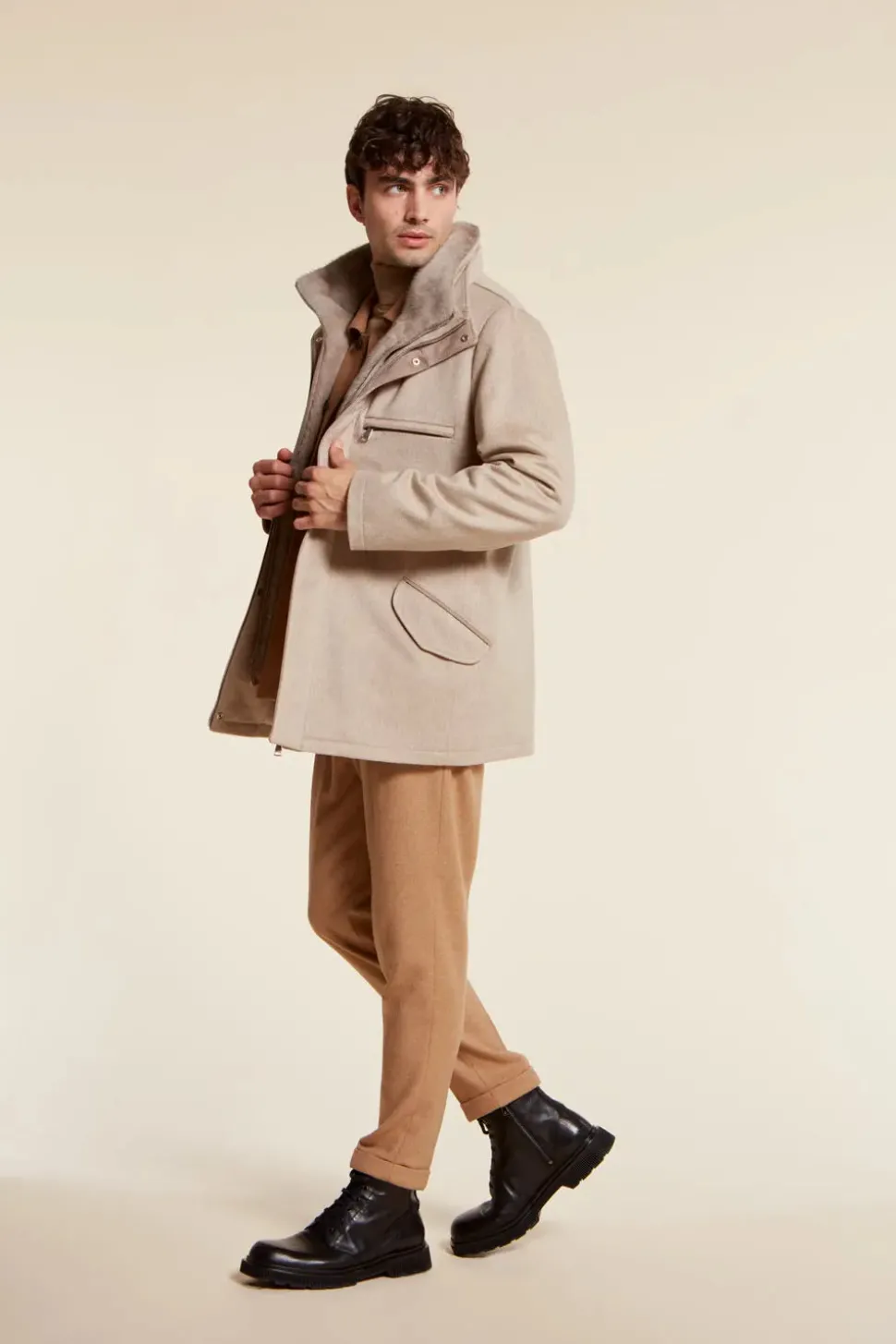 Mens mink collar coat
