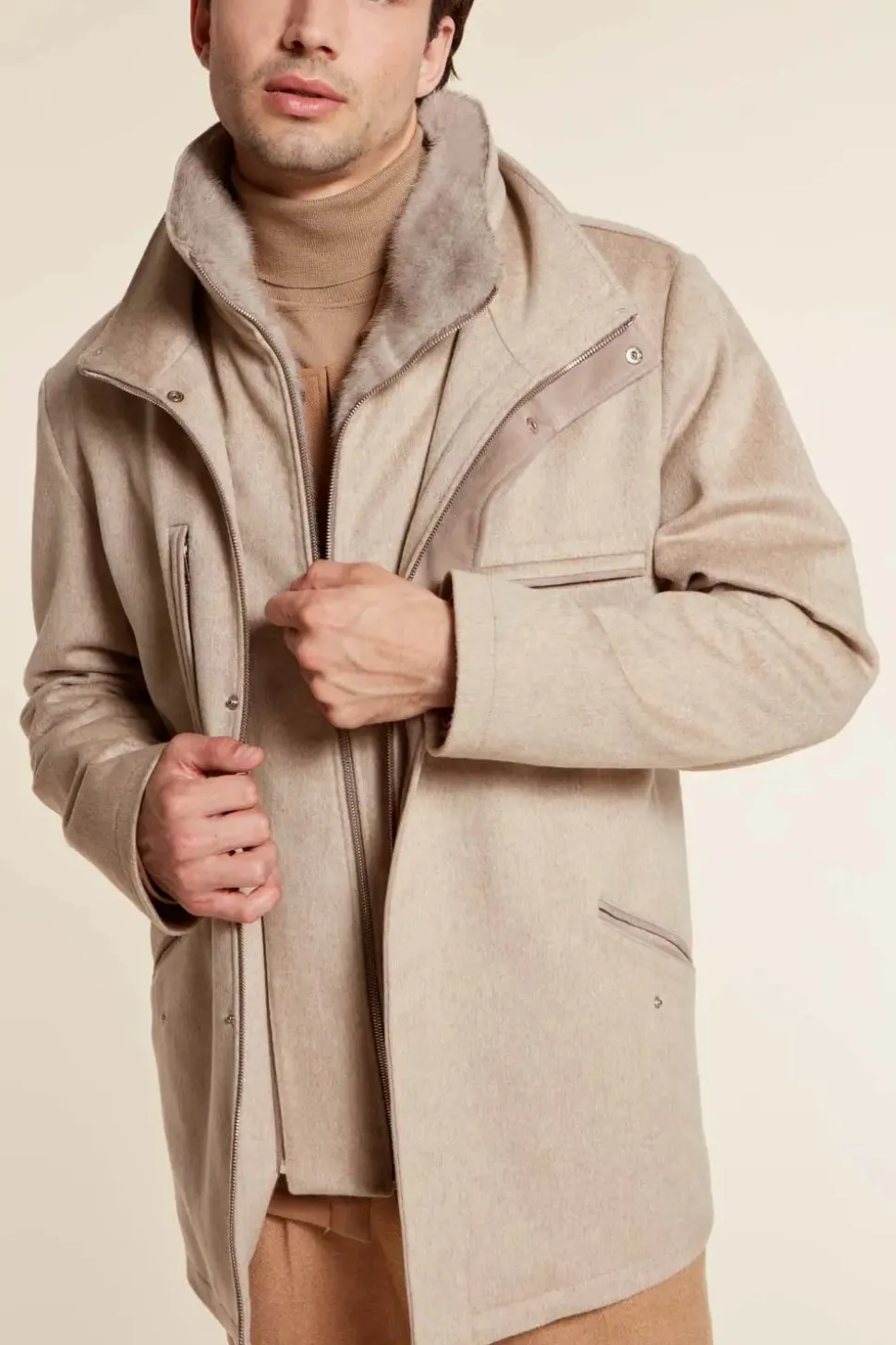 Mens mink collar coat
