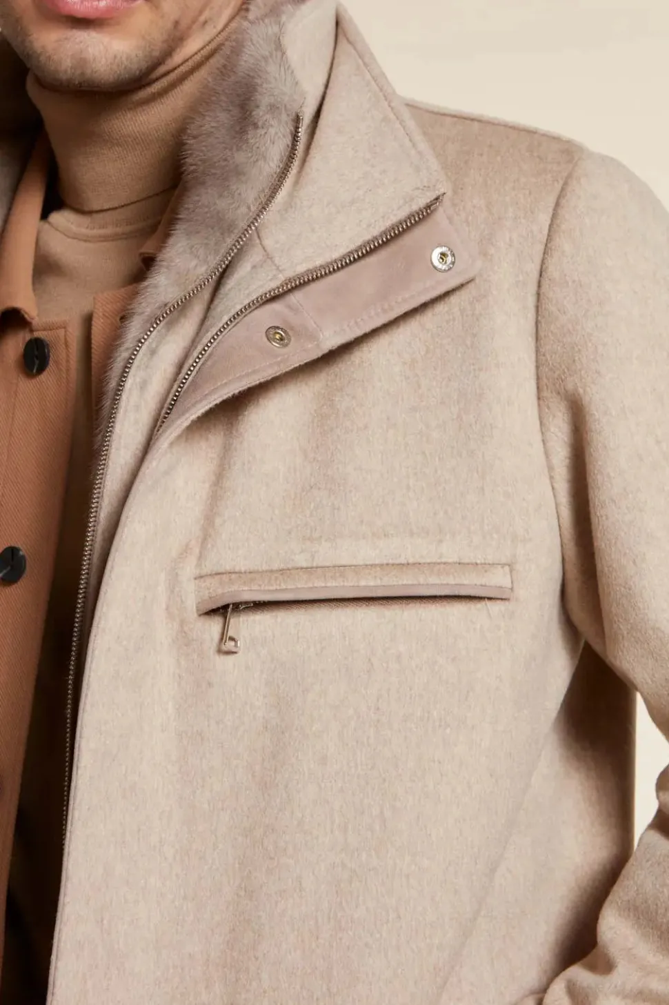 Mens mink collar coat